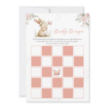 Cute Bunny Girl Baby Shower Baby Bingo Card