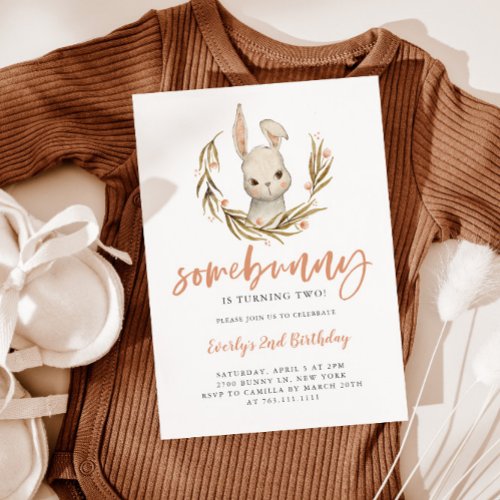 Cute Bunny Girl Birthday Party Invitation