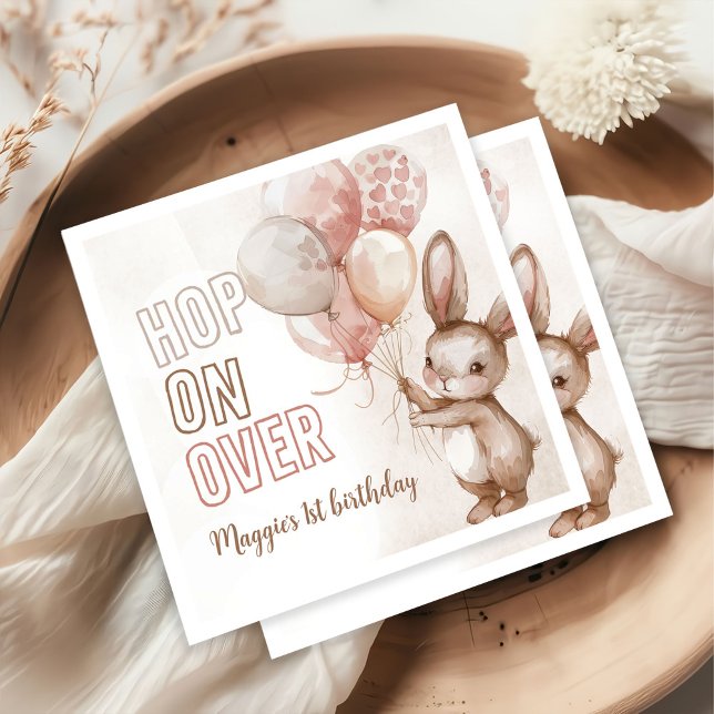 Cute Bunny Girl Birthday Party Napkins (Creator Uploaded)