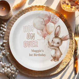Cute Bunny Girl Birthday Party Paper Plates
