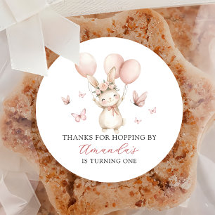 Cute Bunny Girl Birthday Party ticker Classic Round Sticker