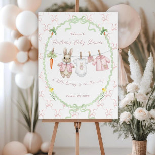 Cute Bunny Girl Clothesline Baby Shower Welcome Foam Board