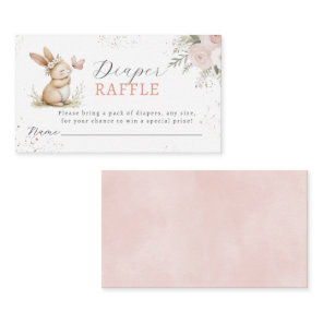 Cute Bunny Girl Diaper Raffle  Enclosure Card