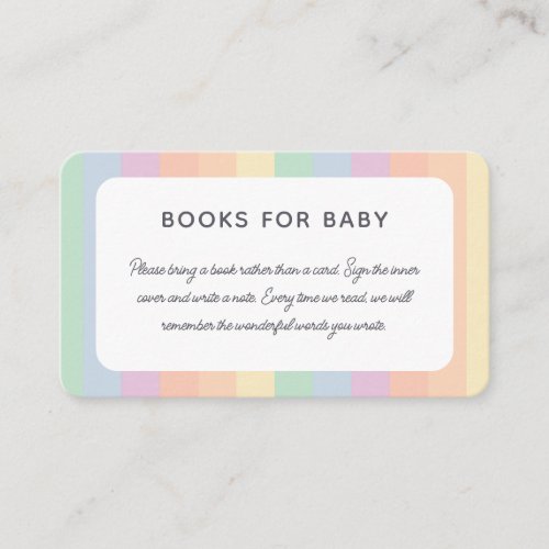 Cute Bunny Girl or Boy Baby Shower Books For Baby Enclosure Card