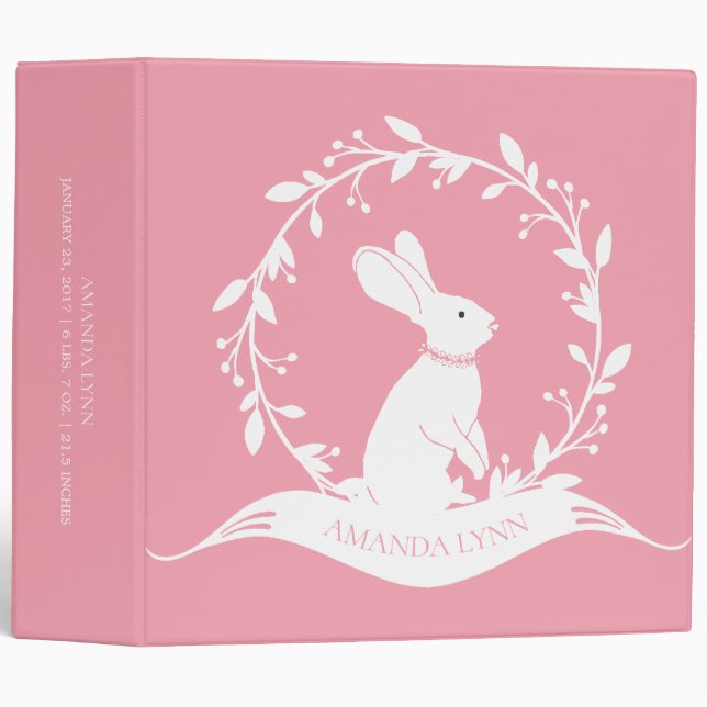 Cute  Bunny GIRLS Baby Photo Album Binder (Front/Spine)
