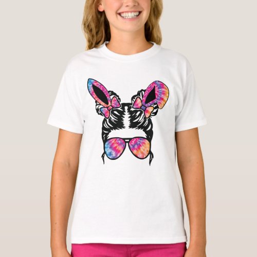 Cute Bunny Girls Rabbit Ears Merry Easter Tie Dye T_Shirt