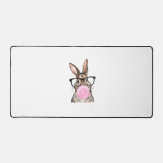 Cute Bunny Glasses Bubblegum Easter Day Girls Kids Desk Mat