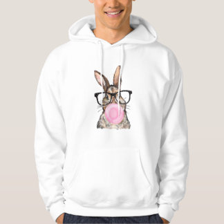 Cute Bunny Glasses Bubblegum Easter Day Girls Kids Hoodie
