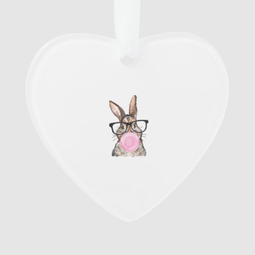 Cute Bunny Glasses Bubblegum Easter Day Girls Kids Ornament