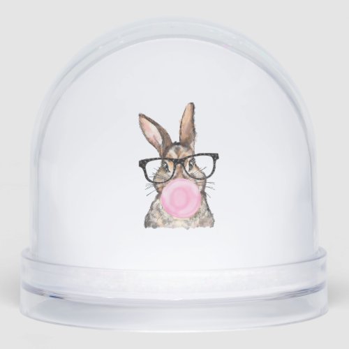 Cute Bunny Glasses Bubblegum Easter Day Girls Kids Snow Globe