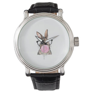 Cute Bunny Glasses Bubblegum Easter Day Girls Kids Watch