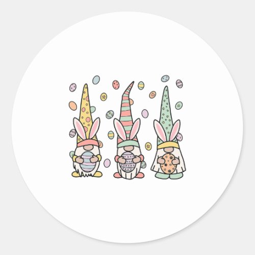Cute Bunny Gnomes And Easter Happy Eggs Classic Round Sticker