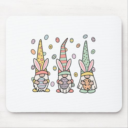Cute Bunny Gnomes And Easter Happy Eggs Mouse Pad