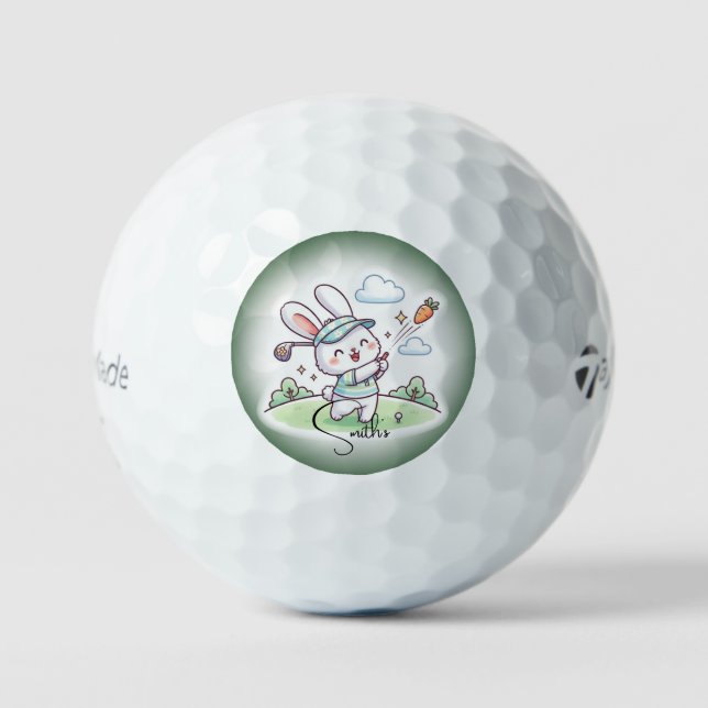 Cute Bunny Golfer Desingn Golf Balls (Front)