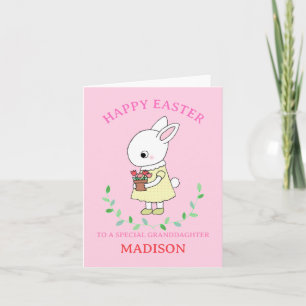 Cute Bunny Granddaughter Personalized Easter  Card