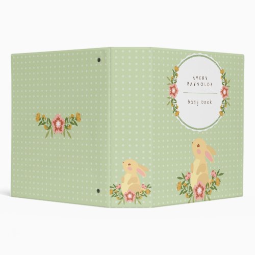 Cute Bunny Green Baby Book Binder