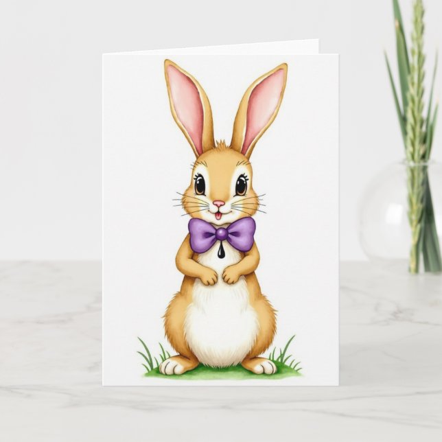 Cute Bunny Greeting Card (Front)