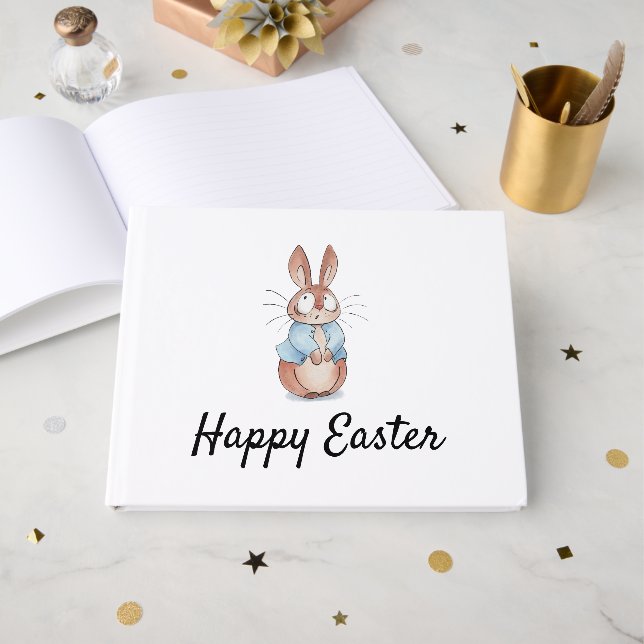 Cute Bunny Guest Book • Adorable Rabbit Themed  (Front Open)