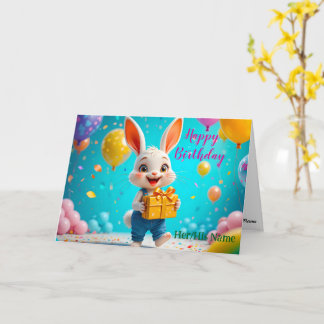 Cute Bunny Happy Birthday  Card