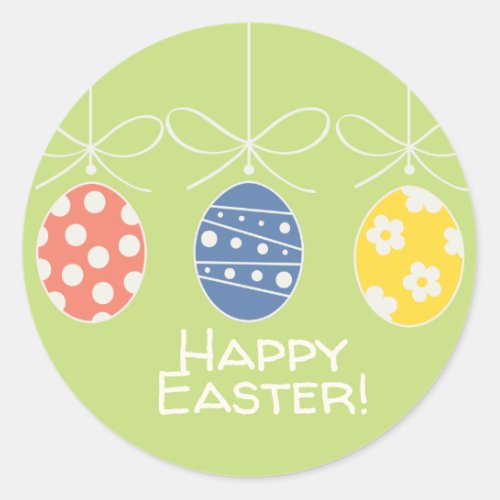 Cute Bunny Happy Easter Eggs Hunt Party Spring Classic Round Sticker