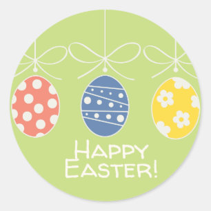 Cute Bunny Happy Easter Eggs Hunt Party Spring Classic Round Sticker
