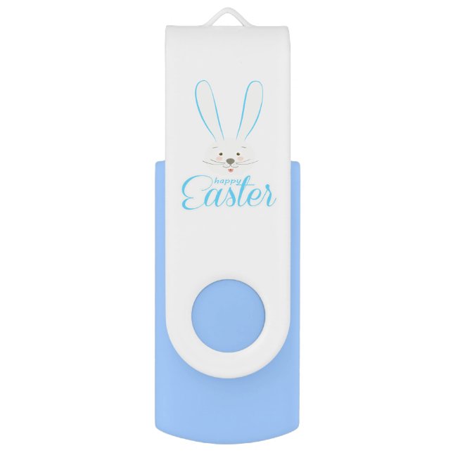 Cute Bunny Happy Easter Eggs Hunt Party Spring Flash Drive (Front Vertical)