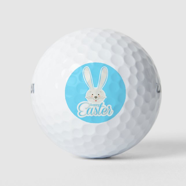 Cute Bunny Happy Easter Eggs Hunt Party Spring Golf Balls (Front)