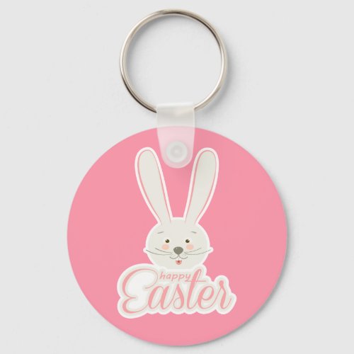 Cute Bunny Happy Easter Eggs Hunt Party Spring Keychain