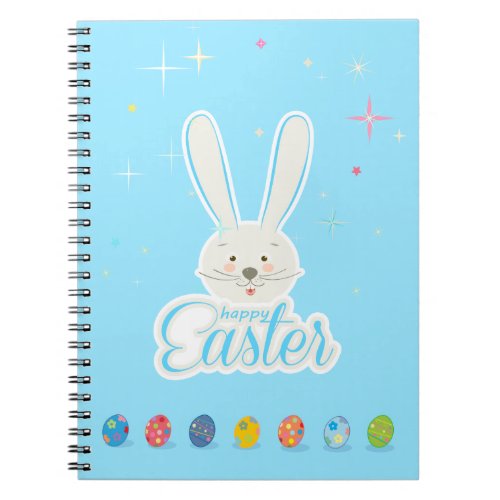 Cute Bunny Happy Easter Eggs Hunt Party Spring Notebook
