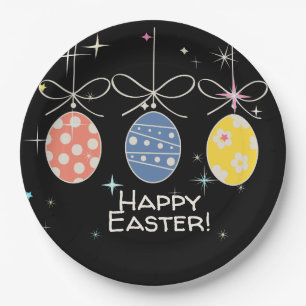 Cute Bunny Happy Easter Eggs Hunt Party Spring Paper Plates