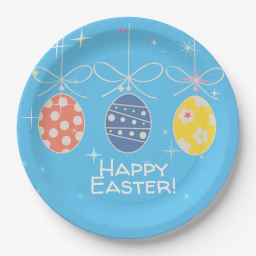 Cute Bunny Happy Easter Eggs Hunt Party Spring Paper Plates