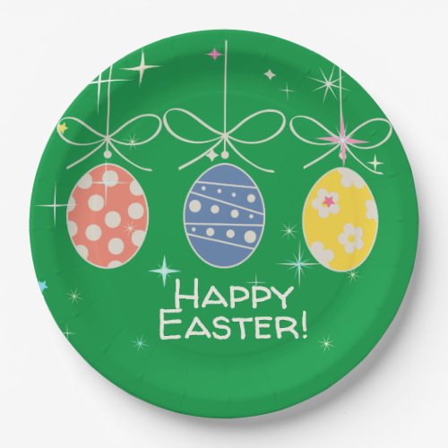 Cute Bunny Happy Easter Eggs Hunt Party Spring Paper Plates