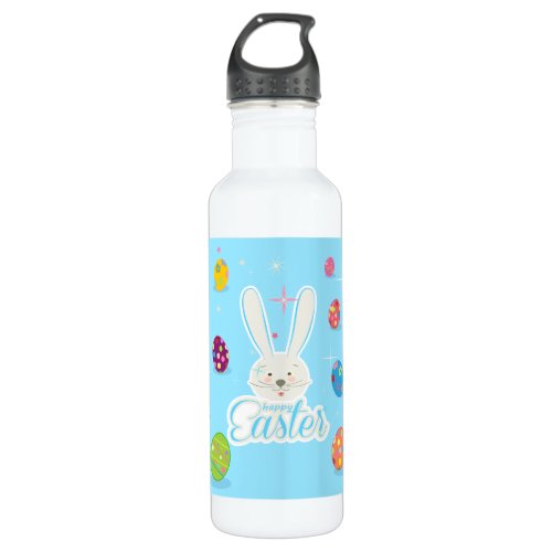 Cute Bunny Happy Easter Eggs Hunt Party Spring Stainless Steel Water Bottle