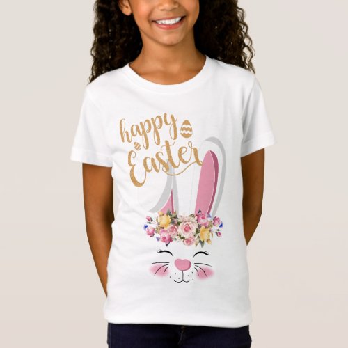 Cute Bunny Happy Easter Face T_Shirt