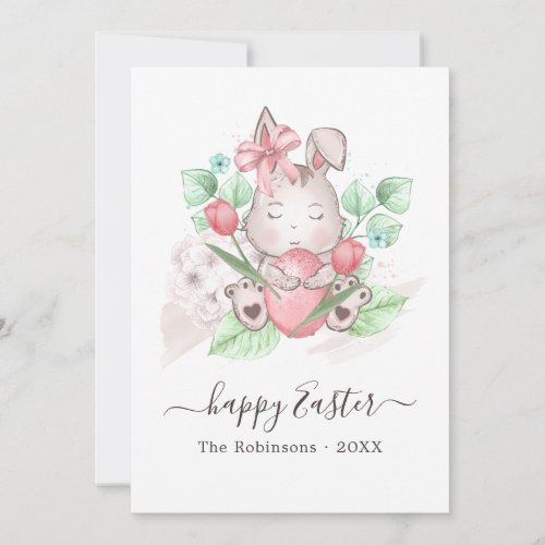 Cute Bunny Happy Easter Family Photo Greeting Card
