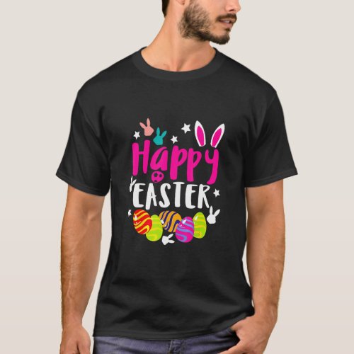 Cute Bunny Happy Easter For Girls Boys Easter Colo T_Shirt