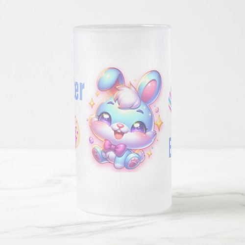 Cute bunny Happy Easter  Frosted Glass Beer Mug