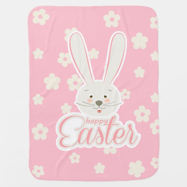CUTE BUNNY HAPPY EASTER HOLIDAY Baby Shower Blanket (Front)