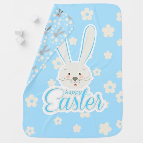CUTE BUNNY HAPPY EASTER HOLIDAY Birthday Shower Baby Blanket