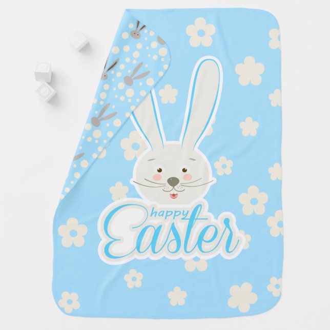 CUTE BUNNY HAPPY EASTER HOLIDAY Birthday Shower Baby Blanket (In Situ)