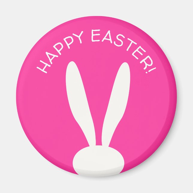 Cute Bunny Happy Easter Holiday Eggs Hunt Party Magnet (Front)