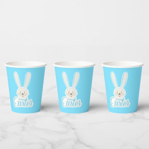 Cute Bunny Happy Easter Holiday Eggs Hunt Party Paper Cups