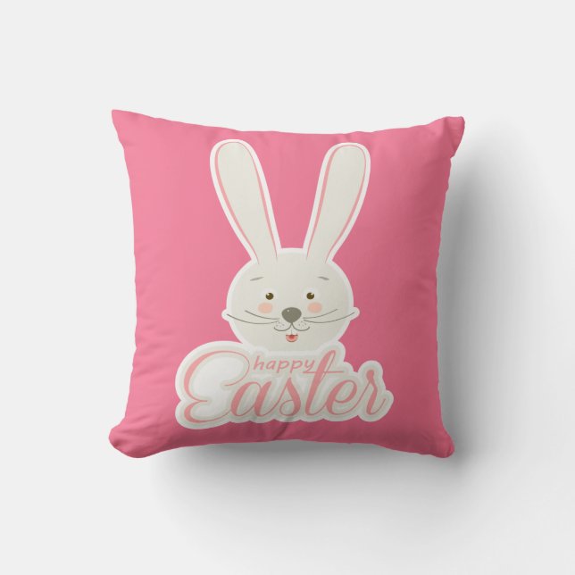 CUTE BUNNY HAPPY EASTER HOLIDAY PARTY Trendy Throw Pillow (Front)