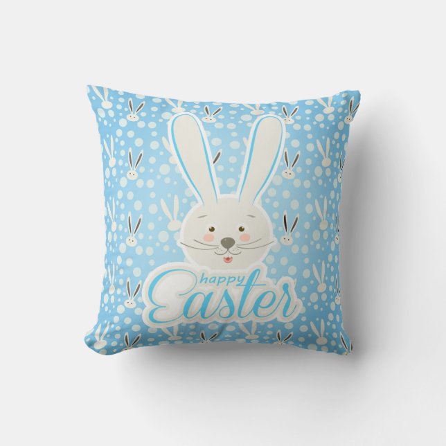 CUTE BUNNY HAPPY EASTER HOLIDAY PARTY Trendy Throw Pillow (Front)