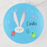 CUTE BUNNY HAPPY EASTER HOLIDAY PARTY Trendy Trinket Tray<br><div class="desc">Happy Easter Spring Holiday! Cute Bunny Holiday Trinket Tray, Rabbit and Easter Eggs Hunt, Easter Brunch, Illustration Kids Party Decorative Cartoon Graphic Design for Home > Home Décor > Home Accents > Trinket Trays. Easter Birthday, Baby, Girl, Kids Party. Minimalist style.</div>