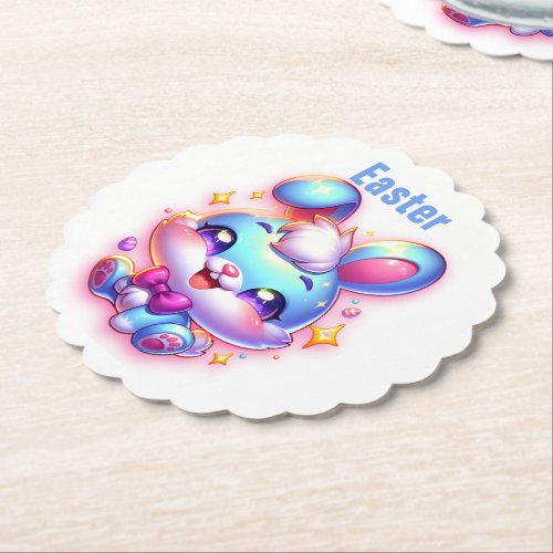 Cute bunny Happy Easter  Paper Coaster