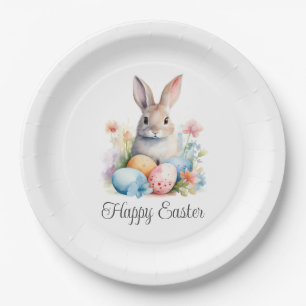 Cute Bunny Happy Easter Paper Plates