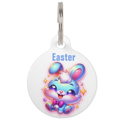 Cute bunny Happy Easter  Pet ID Tag
