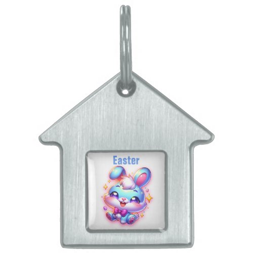Cute bunny Happy Easter  Pet ID Tag