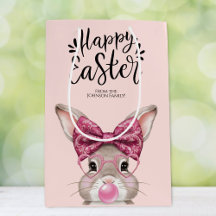 Cute Bunny 'Happy Easter' Pink Pattern